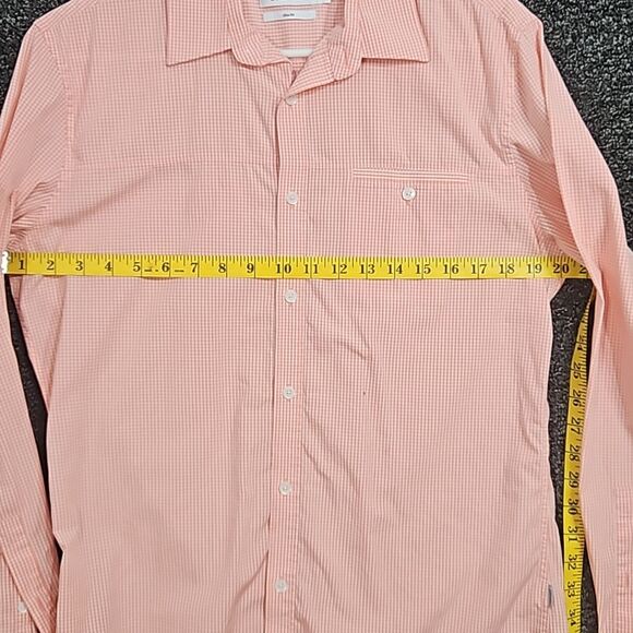 Men's Medium Calvin Klein Pink White Dress Shirt (Flawed) - Picture 4 of 6